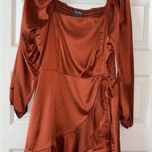 Arula Rust Satin Dress